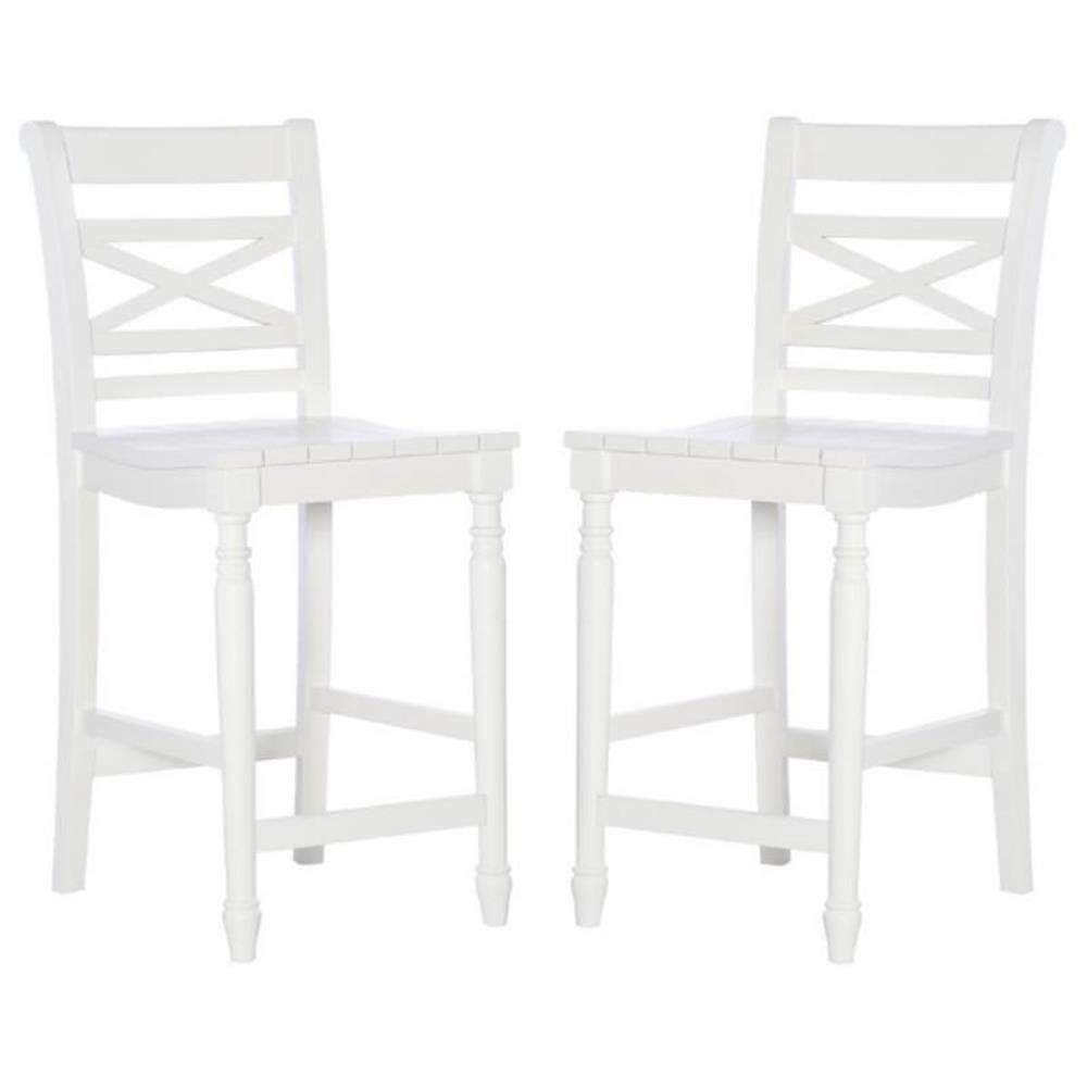 Home Square 24.25″ Wood Counter Stool in White Finish – Set of 2