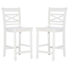 Home Square 24.25″ Wood Counter Stool in White Finish – Set of 2