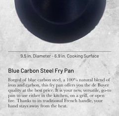 De Buyer Blue Carbon Steel 9.5″ Fry Pan – Black