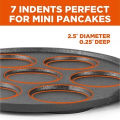 Cast Iron Silver Dollar Pancake Pan Griddle Makes 7 Mini Pancakes Easy Clean