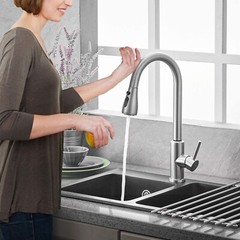 Brushed Nickel Touch Sensor Kitchen Faucet Pull Down Sprayer Sink Mixer Faucets