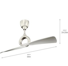 54 in Silver 2-Blade Ceiling Fan 24.25 in Height 54 in Diameter/Width
