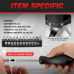 17Pc 12oz Rubber Face Hammer Adjustable Wrench Combination Plier Home Tool Kit