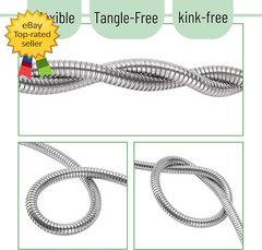 3 Feet Heavy Duty Stainless Steel Short Garden Hose, Metal Water Hose