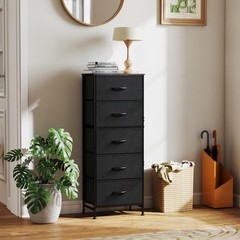 5 Drawer Dresser with Fabric Bins Sturdy Steel Frame Storage Organizer Chest