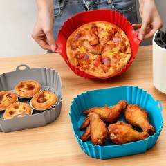 3x Air Fryer Silicone Pot Rectangle Baking Tray Basket Liners Insert Dish New