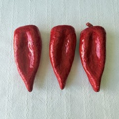 Vintage Paper Mache Chili Peppers Faux Veggie Decor Mexican Ristra Lot Of 3