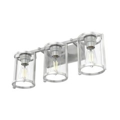 HUNTER Astwood 24.25 in. 3-Light Brushed Nickel Vanity Light, Clear Glass Shades
