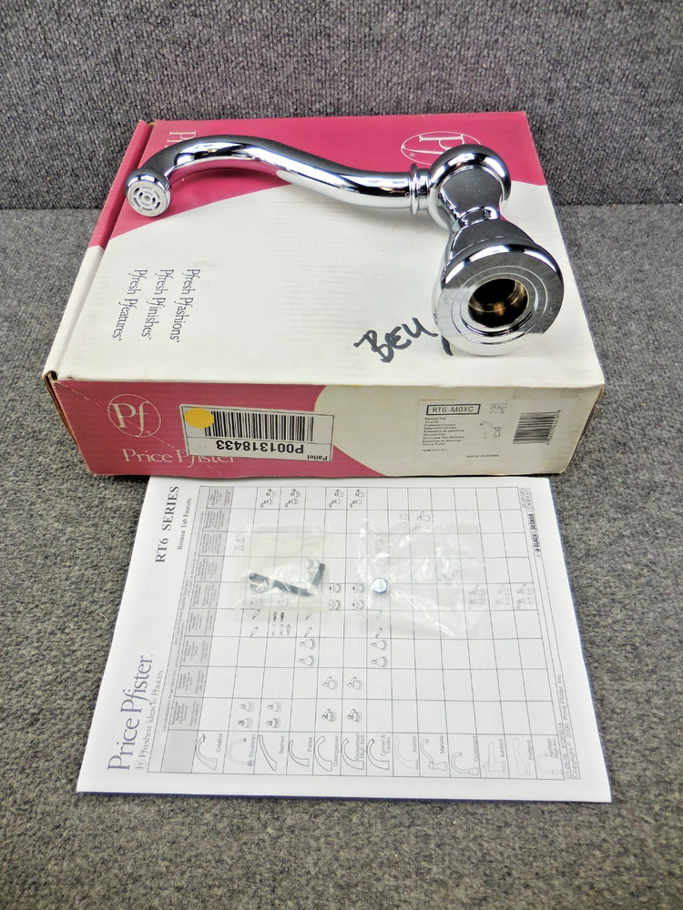 Unused Price Pfister RT6-M0XC Marielle Polished Chrome Finish Roman Tub Spout