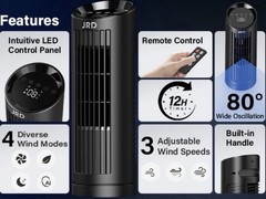 13” Tower Fan for Bedroom, Quiet Cooling Desk Fan with Remote, 80° Oscillating
