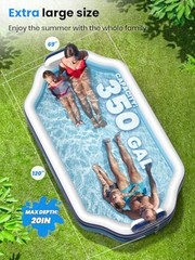 Inflatable Pool for Kids & Adults | Oversized Thickened Large 120 inch
