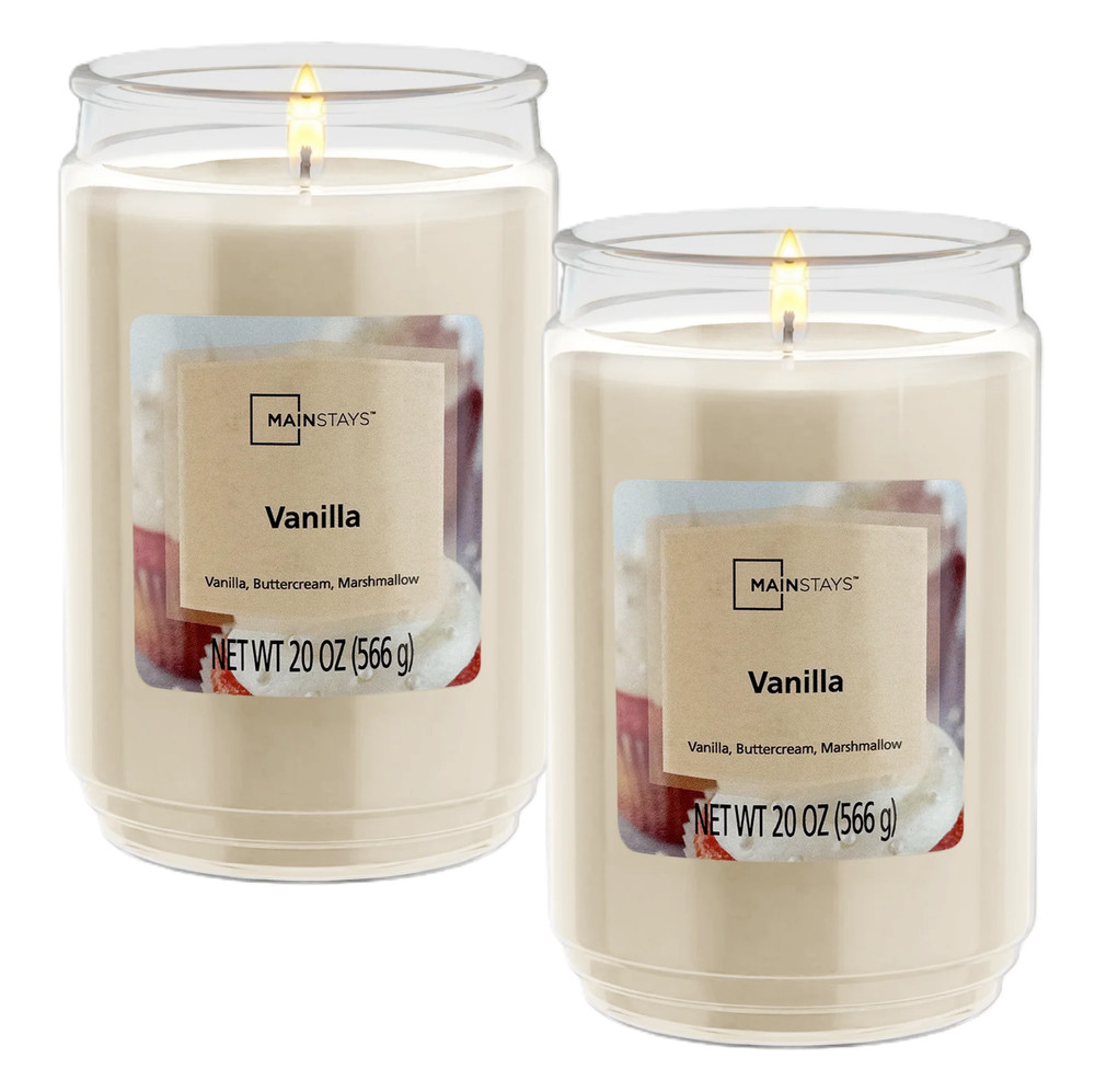 Mainstays Vanilla Scented Large Jar Candle 20 Oz. – Pack of 2