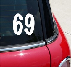 69 NUMBER STICKER DECAL NAUGHTY PLAYFUL RAUNCHY ORAL FUNNY CAR TRUCK WALL WINDOW