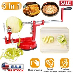 3 in 1 Heavy Duty Fruit Peeler Apple Peeler Corer Slicer Potato w/ Suction Base