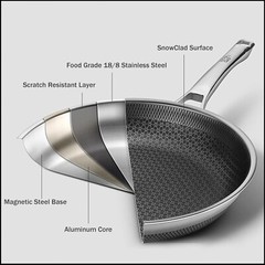 Snowclad Frying Pan Hybrid Non Stick Stainless Steel Skillet Induction Oven, 10″
