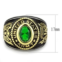 Women’s United States US Army Ring Military Rings Emerald Green Synthetic Stone