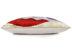 Abstract Velvet Pillow 16×24 – Multicolor Ikat, Handcrafted Luxury