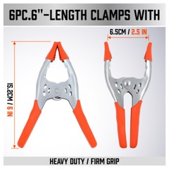 6Pcs 6″ inch Heavy Duty Metal Spring Clamps Tips Tool Clip 2.5″ Jaw Opening