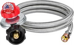 DPB 5FT Braided Propane Hose Adapter, 0~20 PSI Adjustable Propane Tank Regulator