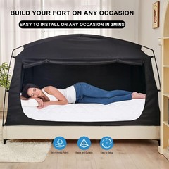 Privacy Blackout Tent for Adults Kids Sunproof Portable Bed Canopy Mesh Windows