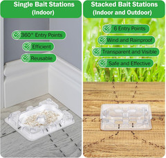 32 Pcs Ant Bait Stations Reusable (Bait NOT Included), Multi Surface Ant Killer