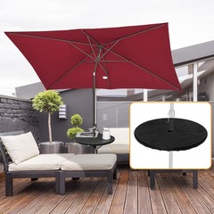 Modern Wood Grain Umbrella Table Tray 19.75in Black