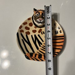 Vintage Lotus Animal Dish Tiger Decorative 3D Plate Dish 2000 Hand Wash Only