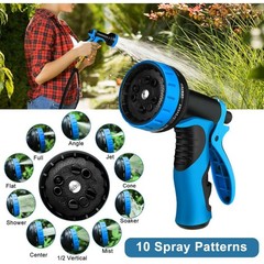 Lightweight Expandable 50ft Garden Hose with 10 Function Nozzle, Brass Fittings
