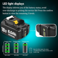 2PACK For Makita 18Volt 8.0Ah LXT Li-Ion Battery BL1860B BL1830 BL1850 / Charger