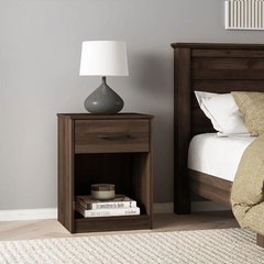 Mainstays Ardent Nightstand with 1 Drawer, Dark Walnut