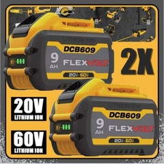 2Pack 9.0Ah for DeWalt FLEXVOLT 20V/60V MAX Battery Lithium-ion DCB609 &Charger