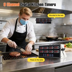 AC 110V Commercial 8 Channel Digital Kitchen Timer Deep Fryer Timer Food Cooking