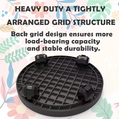 11.02 In. Black Plastic round Indoor/Outdoor Plant Caddy with Wheels Heavy-Duty