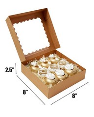 55pcs Brown Pie Boxes 8x8x2.5 inches Easy Assemble Macaroon Bakery Boxes Cook…