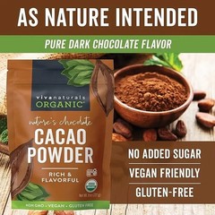 Organic Unsweetened Cacao Powder with Rich Dark Chocolate Flavor