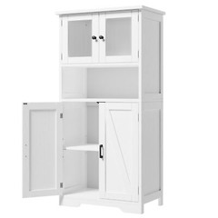 50″ Kitchen Storage Cabinet Pantry Cupboard with 4 Doors & Adjustable Shelves