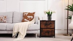 2 Drawer Dresser Nightstand Pack Of 2 Bedroom Storage Organizer Cabinet Fabric