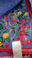 Williams Sonoma Tablecloth Provence Blue Floral Bees French Country 70×90