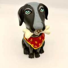 Vtg Allen Designs Bandana Dog Soap Dispenser Bone Red Scarf Resin 6.75in