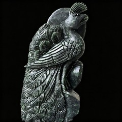 Hand Carved Jade Bird Figurine Natural Stone Animal Sculpture Desk Decor 7.68in