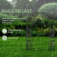 Metal Garden Arch with Ground Stakes Climbing Plant Trellis Wedding Frame Decor