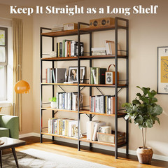 Huuger 5 Tier Bookshelf, L Shaped Corner Bookshelf with 10 Open Shelves, 49.4 In