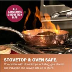 Hammered Copper 12 in. Aluminum Non-Stick Fry Pan with Glass Lid
