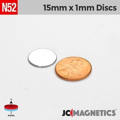 15mm x 1mm N52 Strong Round Disc Rare Earth Neodymium thin Magnet 15x1mm