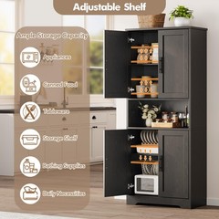 70” Tall Kitchen Pantry Cabinet Freestanding Storage Cabinet Adjustable Shelves