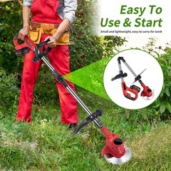 Electric Cordless Grass String Trimmer Lawn Edger Weed Wacker Cutter + 2 Battery