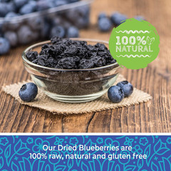 Herbaila Whole Dried Blueberries, No Sugar Added, Bulk, Dehydrated, Dried Unswee