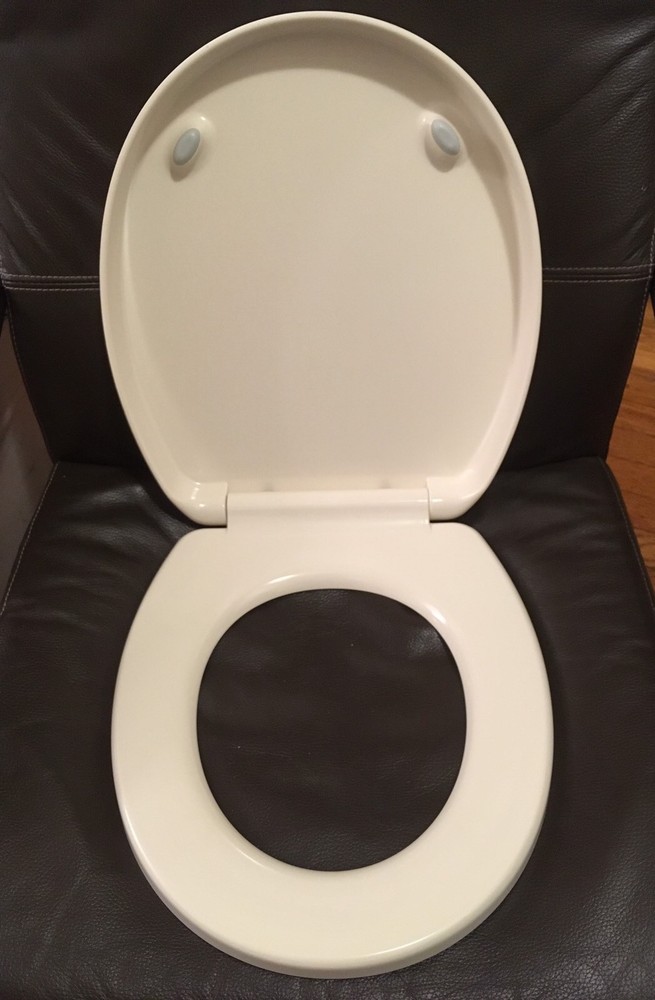 Porcher 71320-00.071 Round Front Slow Close Toilet Seat PLASTIC – BISCUIT COLOR