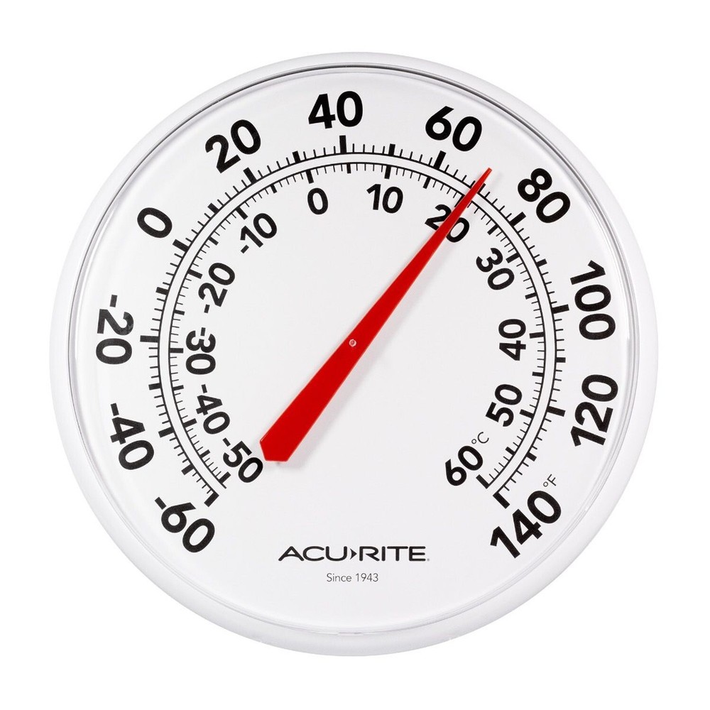 AcuRite Indoor Outdoor Thermometer, 12.5 in Wall Mount with Large Black Numbers