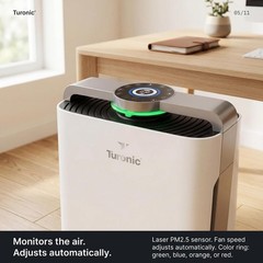 Turonic PH950 – Hepa Air Purifiers for Home w/ Humidifier, UV-A Light & Ionizer